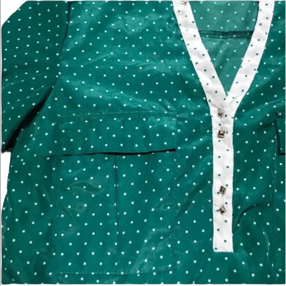 Antilia Femme Green White Polka-dot Long Sleeve Large - Picture 5 of 8